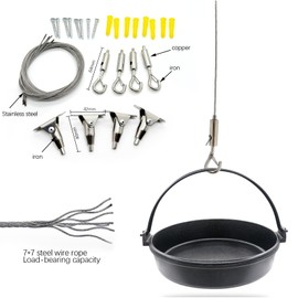 4-Piece Hanging Kit with 1.5-Meter Ropes Adjustable - High-Strength Stainless Steel Hooks, 66lbs Capacity - Suitable for Art Exhibitions, Billboards, Flower Baskets