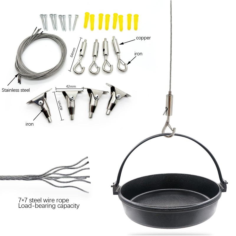 4-Piece Hanging Kit with 1.5-Meter Ropes Adjustable - High-Strength Stainless