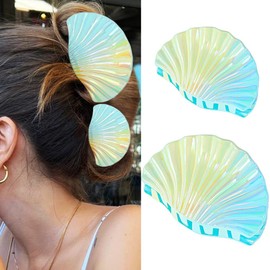 CAKURE Shell Claw Clips Acrylic Blue Hair Clips Cute Hair Claw Clip Mermaid Hair Accessories for Women and Girls (a-Blue set)