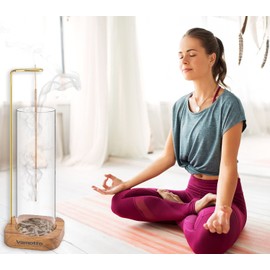 Vamotto Incense Holder for Sticks with Removable Glass Ash Catcher, Upgrade Wooden Mess-Free Incense Stick Burner Holder for Yoga Spa Madiation and Home Relaxation