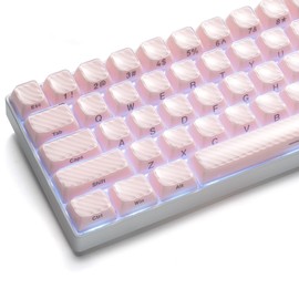 HITIME XVX Keycaps, Cute Pink Crystal Jelly Keycaps 75 65 60 100 Percent, Custom Side Printed Key caps for ANSI/ISO Layout 61/68/84/87/98/104 Gaming Mechanical Keyboard, OEM Profile 136 Keys