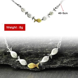 JHJEWH Swim Against The Current Necklace,Fish Necklace for Women,Inspirational Hope Encouragement Spiritual Necklaces,Adjustable Fish Chain,Two Tone Fish Choker Necklaces,Spiritual Faith Jewelry