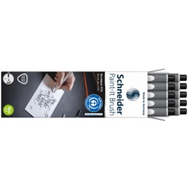 Schneider Paint-It 070 Brushpen - Premium Brush Pens with Flexible Tip and Vibrant Colours for Calligraphy, Hand Lettering and More - Pack of 10 - Black