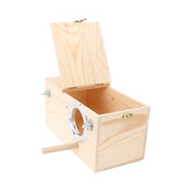 Abaodam Solid Wood Parrot Breeding Box for Outdoor Garden Clamshell Design Bird Nest Large Size Wooden Bird House for Lovebirds Conures