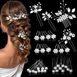 34pcs Bridal Pearl Hair Pins,U-shaped & Twist Spiral Pearls Hair,Wedding Hair Accessories for Women,Wedding Jewellery for Women,for Flower Girl Bride Guest
