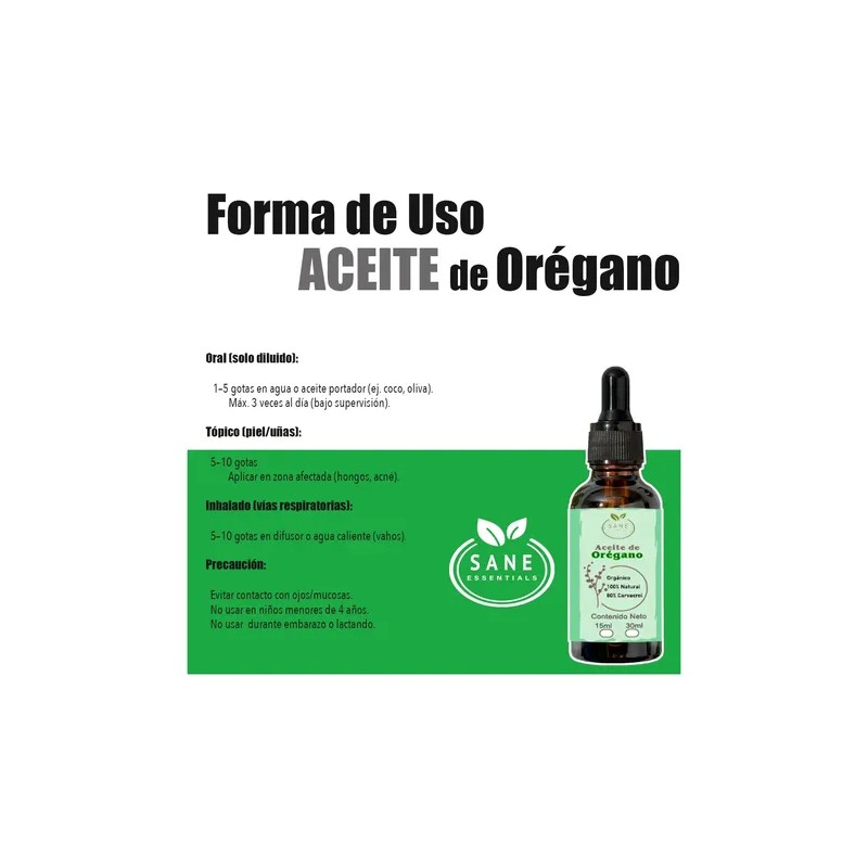 Aceite De Orégano 100 Natural Y Orgánico 15 Ml Sane