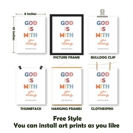 Pleonox Boho Christian Nursery Canvas Wall Art Prints 8x10 Inch Set of 4, Boho Religious Bible Verse Scripture Pictures Wall Decor for Kids Nursery Room Bedroom Playroom, Unframed