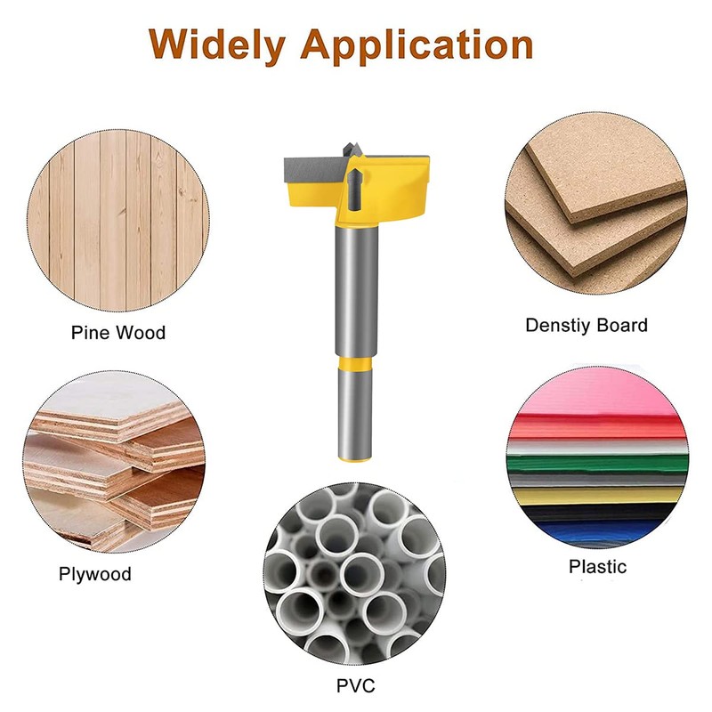 Meccion Carbide Forstner Drill Bit Wood Hole Cutter, Professional Woodworking