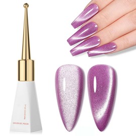 QUIWEN Purple Glitter Crystal Gel Nail Polish, Cat's Eye Effect, Holographic, Non-Toxic, Adults (Unisex), All Seasons