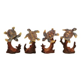 Marine Life Sea Turtles Swimming Under The Sea Reefs Collectible Figurines Set