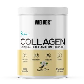 Weider Collagen (300g) Vanille-Geschmack, Hydrolysiertes Kollagen Typ I 100% Peptan mit Hyaluronsäure, Magnesium, Vitamin C, Zuckerfrei, Für Haut, Knorpel, Knochen und Haare