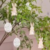 Lights4fun Set of 6 Wooden Easter Bunny and Egg Ornaments