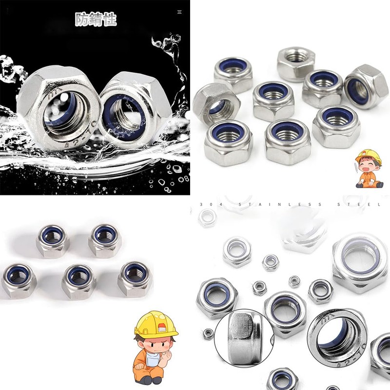 TUDOUZZZ M4 Hex Lock Nuts, 30 Pieces, Nylon, 304 Stainless