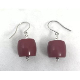 Handmade ~ Sterling Silver .925 ~ Red Coral Beaded ~ 1 3/4" Dangle Earrings