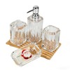 LGURT 4-Piece Clear Ribbed Acrylic Bathroom Accessory Set, Modern Countertop