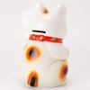 White Oval Cat No. 6 Left-Handed Maneki Neko Tokoname Ware
