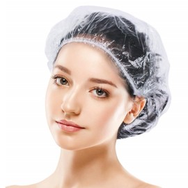 Shower Cap Disposable 100pcs Hair Caps Waterproof Transparent Hair Dye Treatment Bath Hair Salon Cooking Commercial One Size Fits All Men Women (Pink)