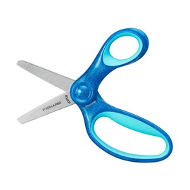 Fiskars Children's Scissors, from 6 Years, Length: 13 cm, for Right and Left-Handed Users, Metal Blade/Plastic Handles, Blue, Glitter, 1064073