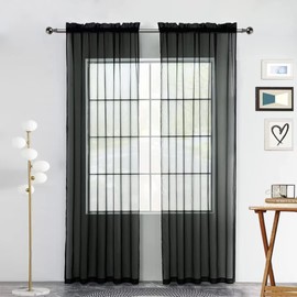 SpaceDresser - Paneles de cortina de gasa transparente con bolsillo para barra de tratamiento de ventana para cocina, recámara, sala de estar, cortinas de filtrado de luz solar, decoración semi del