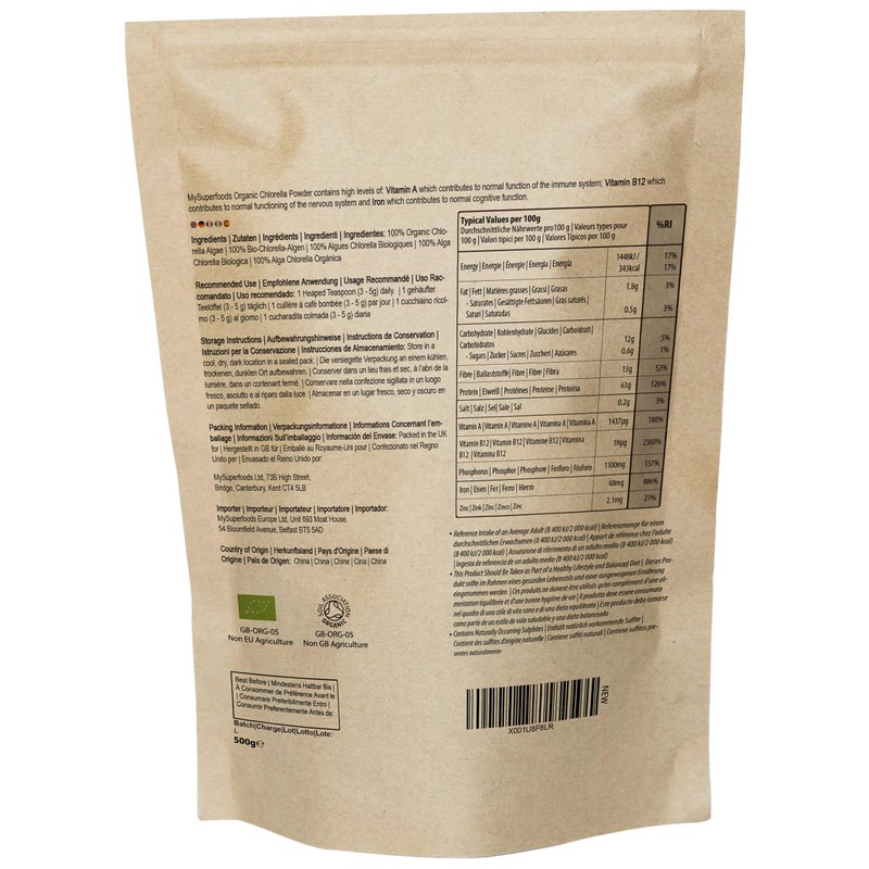 Chlorella Powder | Organic | 500g | Cracked Cell Wall