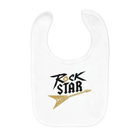 fabulous Baby Bib Organic Cotton Rock Star Guitar Music Instrument, White
