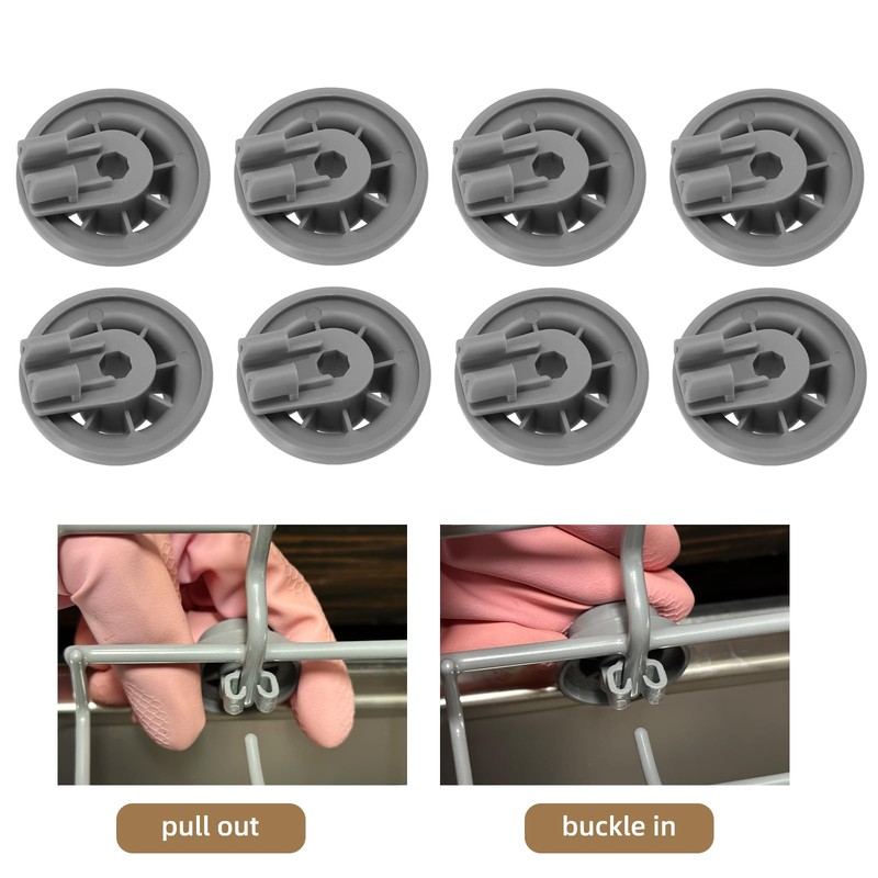 8Pcs Dishwasher Lower Wheel Assembly 611475 Replacement for Bosch Lower