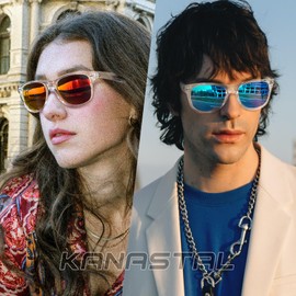 KANASTAL Polarized Sunglasses for Men and Women with UV400 Protection Classic Square Trendy Sun Glasses Fashion Clear Frame Mirrored Lens Shades