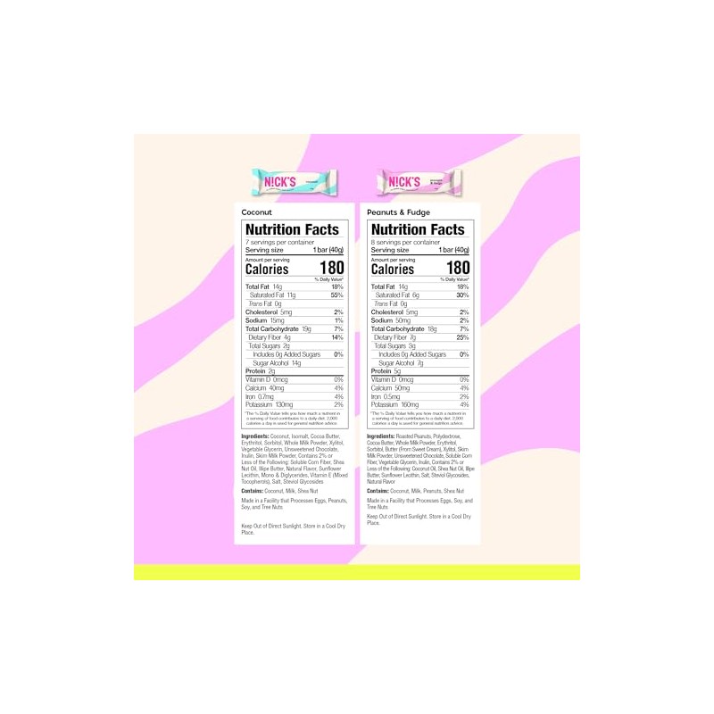 NICKS Keto Chocolate Candy Bars Variety Pack, No Added Sugar,