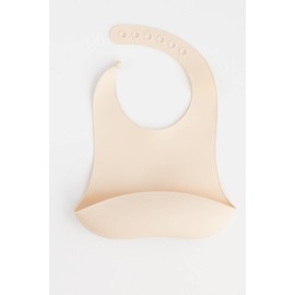 Sisterly Market Solid Silicone Baby Bib, Baby and Toddler, Adjustable, Waterproof, Soft (Cream)