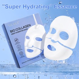 collagen maske, 6 Stück Korean Bio-Collagen Real Deep Mask overnight Mask Collagen Bio-Collagen Real Deep Mask, Anti-Falten Lifting Face Mask, Hydrating Overnight Mask