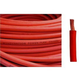 WNI 8 AWG 8 Gauge 50 Feet Red Battery Welding Pure Copper Ultra Flexible Cable + 5pcs of 5/16" & 5pcs 3/8" Copper Cable Lug Terminal Connectors + 3 Feet Heat Shrink Tubing