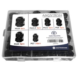 ANGSTROM 41pcs PG Cable Gland Kit for Waterproof Junction Boxes and Cord Grip Strain Relief PG7 PG9 PG11 PG13.5 PG16 PG19