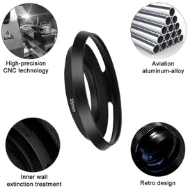 39mm Metal Lens Hood and Lens Cap Compatible with Leica E39 Lens, M 50mm f/2 Lens, M 35mm f/2 Lens (1+1pcs)