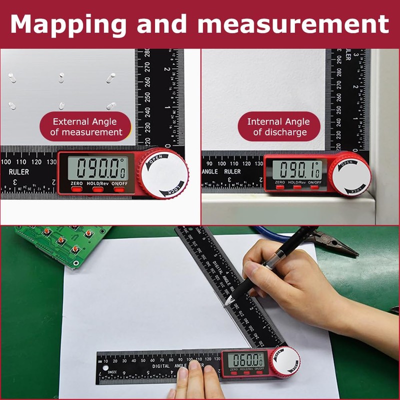Angle Finder,Digital Angle Finder Tool,8''/200mm Digital Angle Finder Ruler with