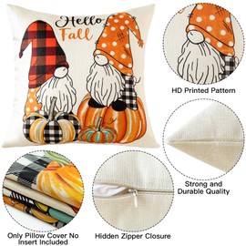 Ohok Set of 4 Decorative Cushion Covers with Autumn Motif, 45 x 45 cm, Polyester Linen Decorative Cushion Covers, Decorative Sofa Cushion, Couch Cushion Cover Set for Living Room, Bedroom, Sofa (Maple