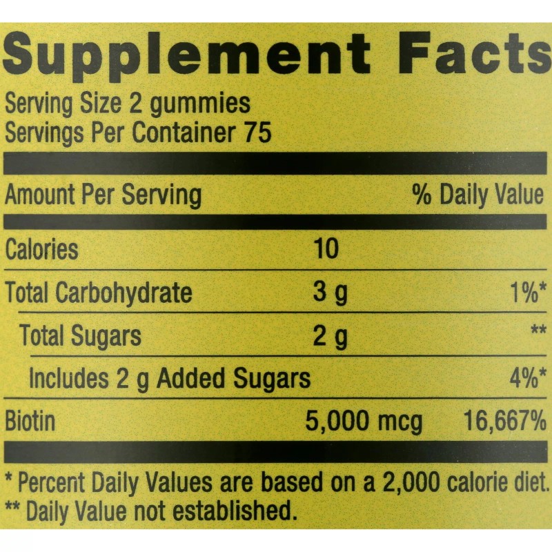 Spring Valley Non GMO Biotin Vegetarian Gummies, Blueberry, 5000 mcg,