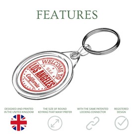 Destination Vinyl Keyrings 1 x Welcome To Los Angeles - Keyring IR02 Mum Dad Kids Birthday #5217