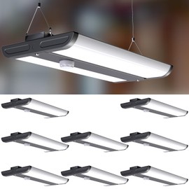 Lightdot 2FT LED High Bay Shop Lights, Dimmable 100-277V 【Driver Equipped, 5 Years】 150W 21500LM [Eqv.800W MH] 5000K Linear Hanging Shop Light for Warehouse Garage -ETL Remote, 8 Pack Black
