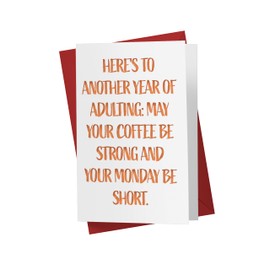 Karto Funny Birthday Card for Men Women - Large 5.5x8.5 inch Happy Birthday Cards for Brother Sister Daughter Son - 30th 40th 50th 60th 70th - Orange Adulting