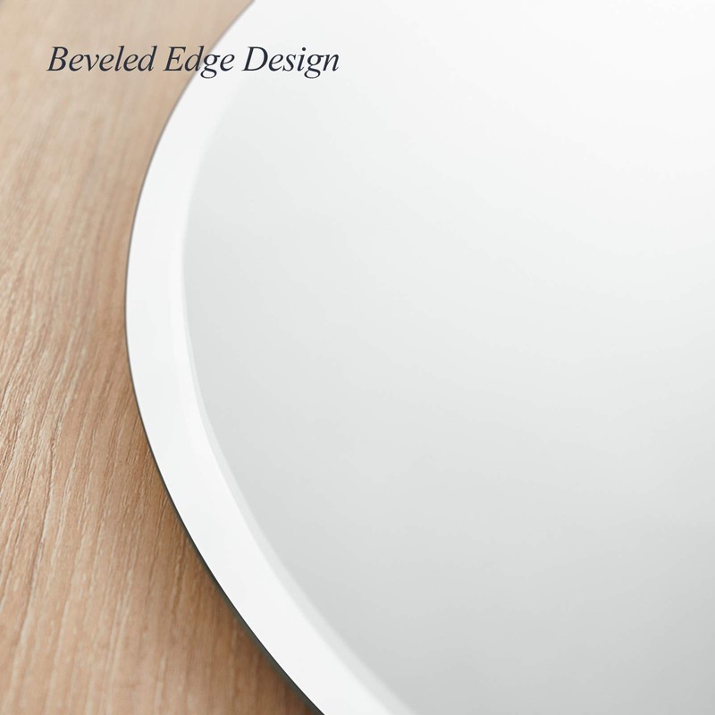 Frameless Oval Bathroom Mirror, 24x36 Inch Beveled Edge Vanity Wall
