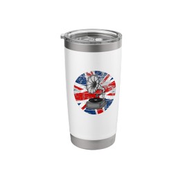 Gramophone UK Flag Music Lover British Musician Phonograph Stainless Steel Insulated Tumbler