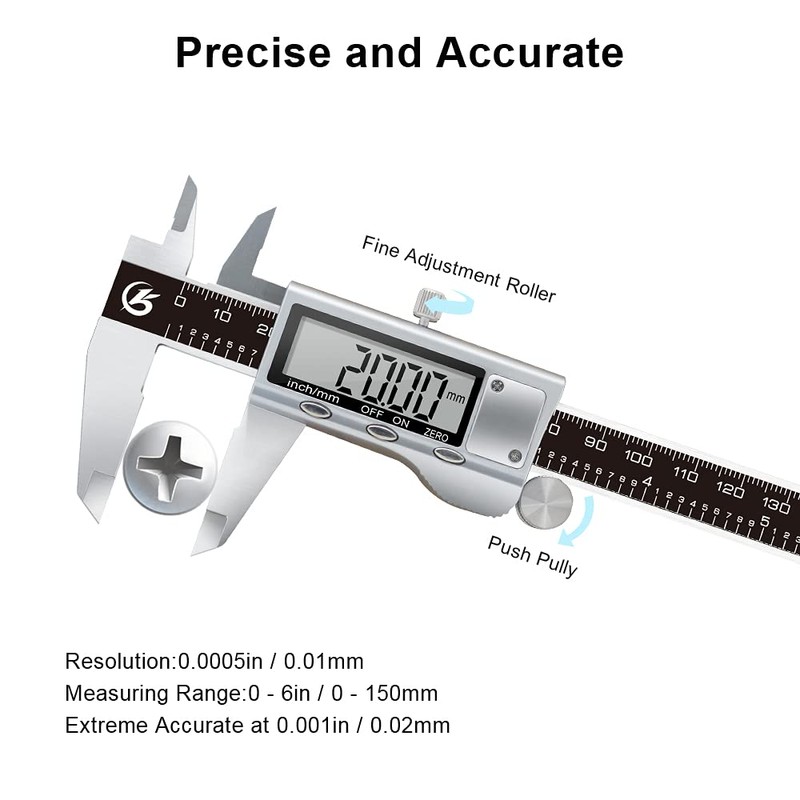 KETOTEK Digital Caliper, Electronic Vernier Caliper 150 mm/6 inch Stainless