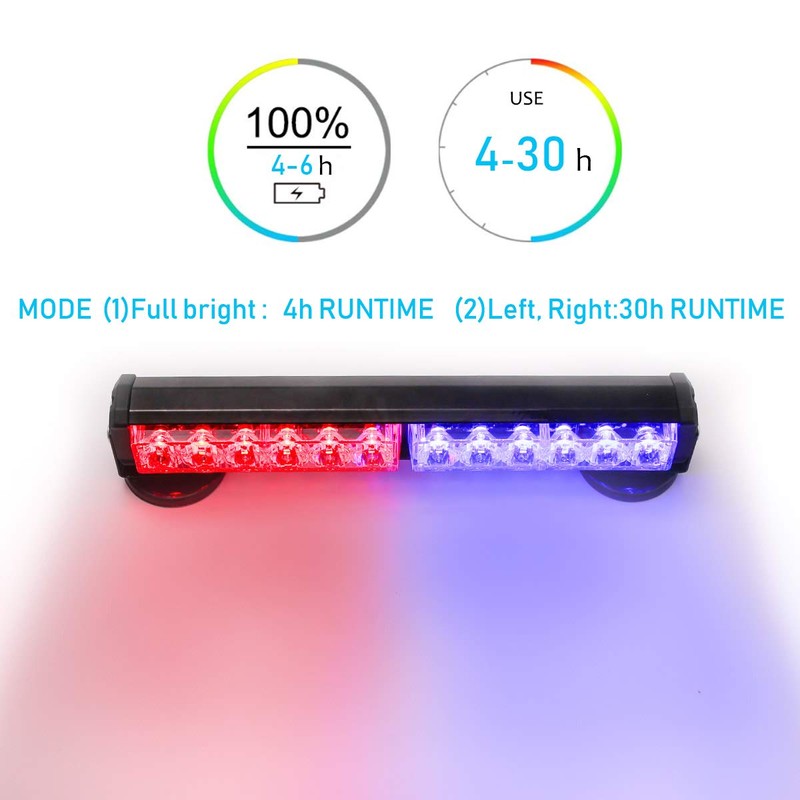 LE-JX Blue/Red Wireless Traffic Advisor Emergency Lights Bar Beacon Led