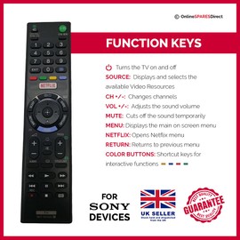 Remote Control Control For Sony Sony KDL-32WD756 32 Full HD Smart LED TV