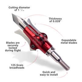 Rexpid III Mechanical Broadheads 125 Grain, 3 Pack - 3 Blades Hunting Arrows Heads, Open on Impact, 1-9/16" Cut Arrow Tip for Compound Bow