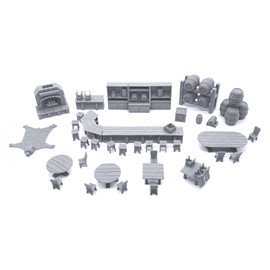 EnderToys Tavern Bar Furniture Set by EC3D, 3D Printed Tabletop RPG Scenery and Wargame Terrain 28mm Miniatures