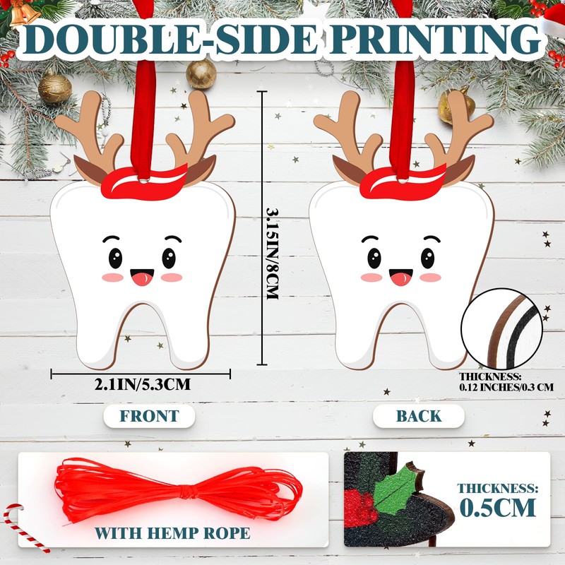 Hoteam 18 Pcs Christmas Tooth Ornaments for Tree Xmas Gifts