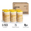 Perk Disinfecting Wipes, Lemon, 75 Wipes/Canister, 6/Pack