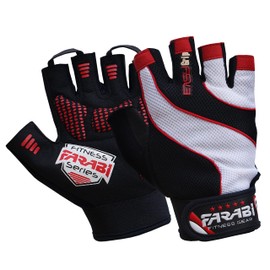 Farabi Gym Workout Gloves for Men and Women, Padded Breathable Anti-Skid Exercise Gloves for Fitness, Training, Weight Lifting, Powerlifting (Red, S/M)
