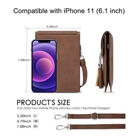 seOSTO Womens Small Crossbody Bag, Tassel Cell Phone Purse Holder Wallet